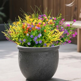 MERIXMAS 16 Bundles Artificial Flowers for Outdoors Decorations, Fake Flowers Colorful Faux Flowers Realistic UV Resistant for Garden Patio Porch Window Box Home Outdoor Decor (Mixed Flowers)