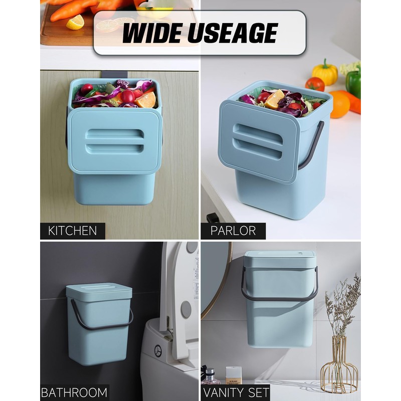 MONGTINGLU 1.3 Gallon Small Trash Can with Lid - Countertop