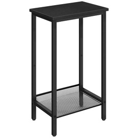 HOOBRO Tall Side Table, Industrial End Telephone Table with Adjustable Mesh Shelves, for Living Room, Bedroom, Entryway, Office, Black BB03DH01