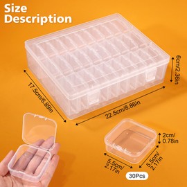 Tatxmalv Transparent Storage Boxes, 30-Piece Mini Sorting Boxes, Made of High-Quality Plastic with Hinged Lid, Used to Store Jewellery, Handmade Materials