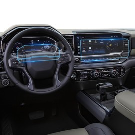For 2026 Chevy Silverado Screen Protector - (3PCS)2022-2025 2026 Silverado 1500& 2024-2025 2026 Silverado 2500HD 3500HD Navi+Dash Touchscreen 2022-2025 Silverado Accessories Anti-Fingerprint HD Glass