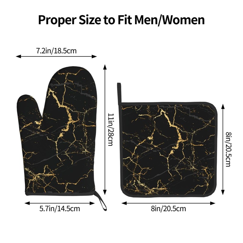 Lukbfall Black Marble Texture Oven Mitts and Pot Holders 2