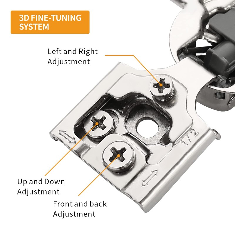 Chibery 20 Pack 1/2" Overlay 3D Soft Close Concealed Hinge