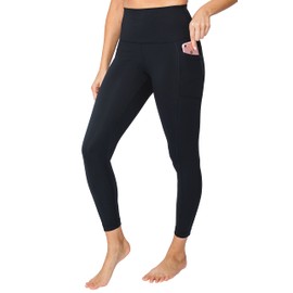 Yogalicious Lux High Waist Elastic Free Side Pocket Ankle Legging - Black - Medium