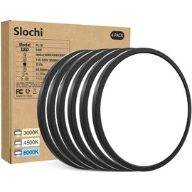 slochi 6PACK LED Flush Mount Ceiling Light Fixture Black, 9Inch 24Watt, 5000K Daylight Light, Ultra Slim Flush Mount Ceiling Lamp for Living Room, Dining Room, Hallway,NOT-DIMMABLE
