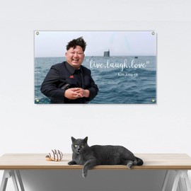 3×5 FT North Korea Kim Jong Un Quote Flag,Large Live & Laugh & Love Decor,Double Side Digital Printed 150D Polyester Banner with Canvas Header Brass Grommet for Outdoor Indoor Parade Car