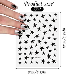 8 Sheets Star Nail Art Stickers, 3D Shiny Stars Glitters Nail Decals, Star Nail Charms, Self-Adhesive Nail Supplies, Starlight Irregular Pentagram Art Decals, DIY Transfer Decal, Manicure Decoration f