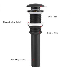 Hztyyier Drenaje emergente, enchapado Negro Latón Baño -up Drenaje de la Cocina Fregadero para Latón sólido Tapón de Drenaje para fregaderos 22 * 3 cm / 8.66 '' * 1.88 ''
