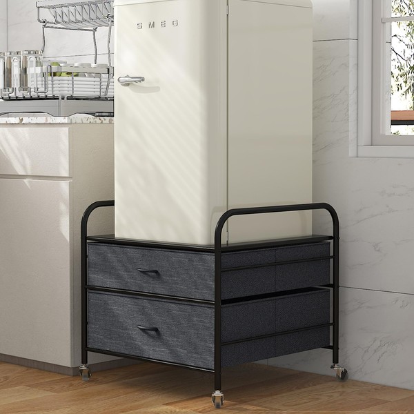 DHMAKER Mini Fridge Stand with Storage, Portable Mini Fridge Table