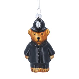 Gisela Graham Glass Policeman Teddy Hanging Decoration