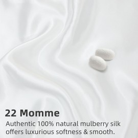 LINENOVA 100% Mulberry Silk Pillowcase for Hair and Skin, Both Sides 22 Momme Silk Queen Pillow Cover, Smooth Breathable White Pillow Case with Hidden Zipper, Gifts for Women 1 Pack(50 * 75cm)