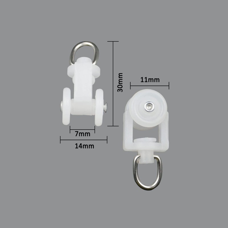 HASAYAKI Curtain Track Rollers, Ripple Fold Curtain Wheeled Carriers, Fold