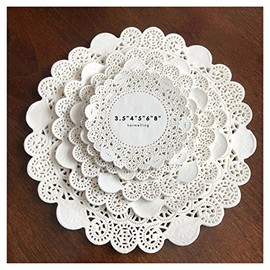 200Pcs White Greaseproof Doilies, Round Assorted Size 4" 5" 6" 8"