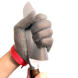 VINAER A9 Chainmail Glove, Cut Resistant Glove Food Grade Stainless Steel Metal Glove Butcher Glove for Cutting Meat Oyster Shucking Fish Filleting Food Processing(M)