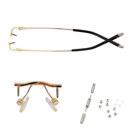 QYAJS 1 Pair Metal Frame Arms Rimless Glasses Legs and Nose Bridge Eyeglass Eyewear Replacement Temple (Single Hole)