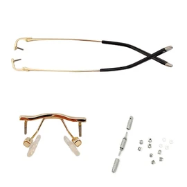 QYAJS 1 Pair Metal Frame Arms Rimless Glasses Legs and Nose Bridge Eyeglass Eyewear Replacement Temple (Single Hole)