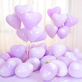10-inch Purple Heart Shaped Balloons Macaron Rainbow Party Latex Balloons for Party, Birthday, Wedding, Anniversary Decorations 50Pcs (Purple)