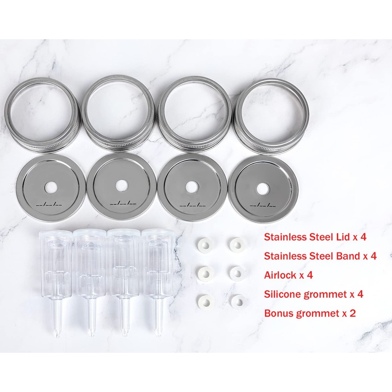 Jillmo Fermentation Lids for Wide Mouth Mason Jars, Stainless Steel