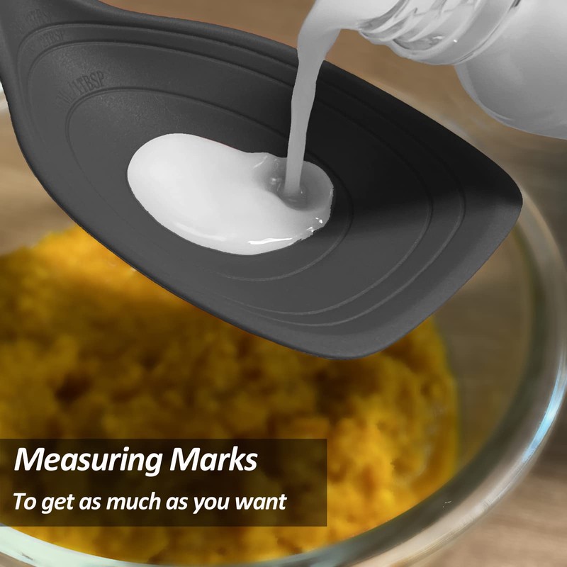 Large Silicone Cooking Spoon, Non-Stick Solid Spoon set with Deep