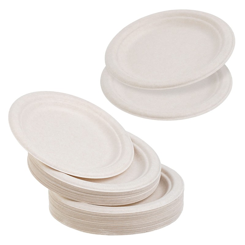 STACKABLES ~ 50 Pack Natural Colored Biodegradable Bagasse 7 inch