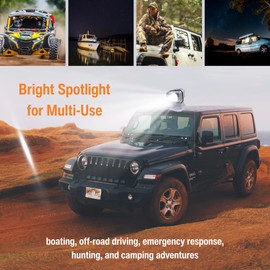 Railhead 12V LED Remote Control Spotlight for Off Road Trucks and Marine Boats Outdoors, 50W 4500 Lumen Waterproof Search Light with Magnetic Base, White RH-RCL150W