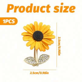 1 Pcs Sunflower Pin Badge,Sophisticated Sunflower Brooch,Yellow & Gold Sunflower Badge,Pin Badge for Women's Scarf & Clothing Accessories