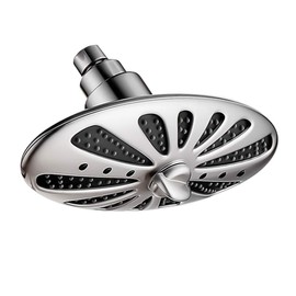 BRIGHT SHOWERS Rain Shower Head for Bathroom High Pressure Rainfall Showerhead with Adjustable Brass Swivel Ball Joint, 2 Spray Settings, Easy Tool Free Installation, Brushed Nickel