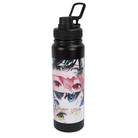 maxer Map Dragon One Punch-Man My Hero Academia Snake Bookcase Cat Lion Japanese Anime Stainless Steel Water Bottle 800ml 600ml Keeps Liquids Hot or Cold (Beautiful Eyes, 800ml)