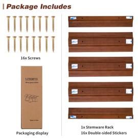 YJTREMFYX 4-section adjustable wine cup holder, wooden wine cup holder, and glassware holder installed under cabinets or countertops, bar storage container (wine red)