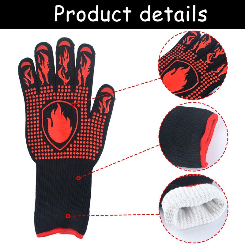 SSKHE BBQ Gloves, Prevent burns Heat Proof Gloves, Oven Mitts