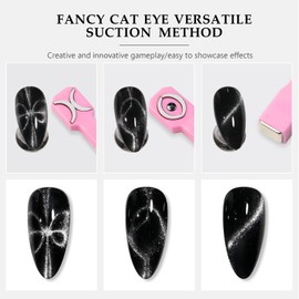 Cat Eye Magnet, Magnet Nagellack Stick Set, 3D Cateye Magnet Stick Set Verwendung mit Cat Eye Nagellack, Starkes Ansaug Katzenaugen Magnetwerkzeug für Katzenaugen Nagellack, Nail Art