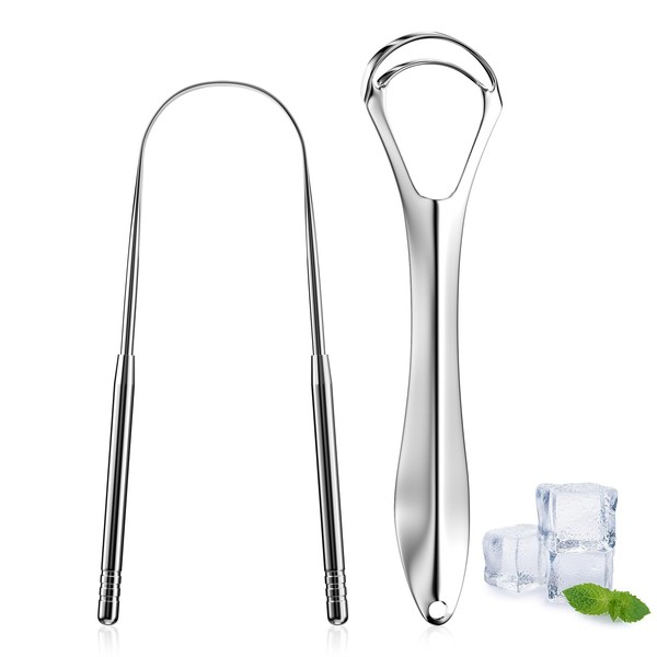 Fousenuk Tongue Cleaner 304 Stainless Steel Tongue Scraper Set Against