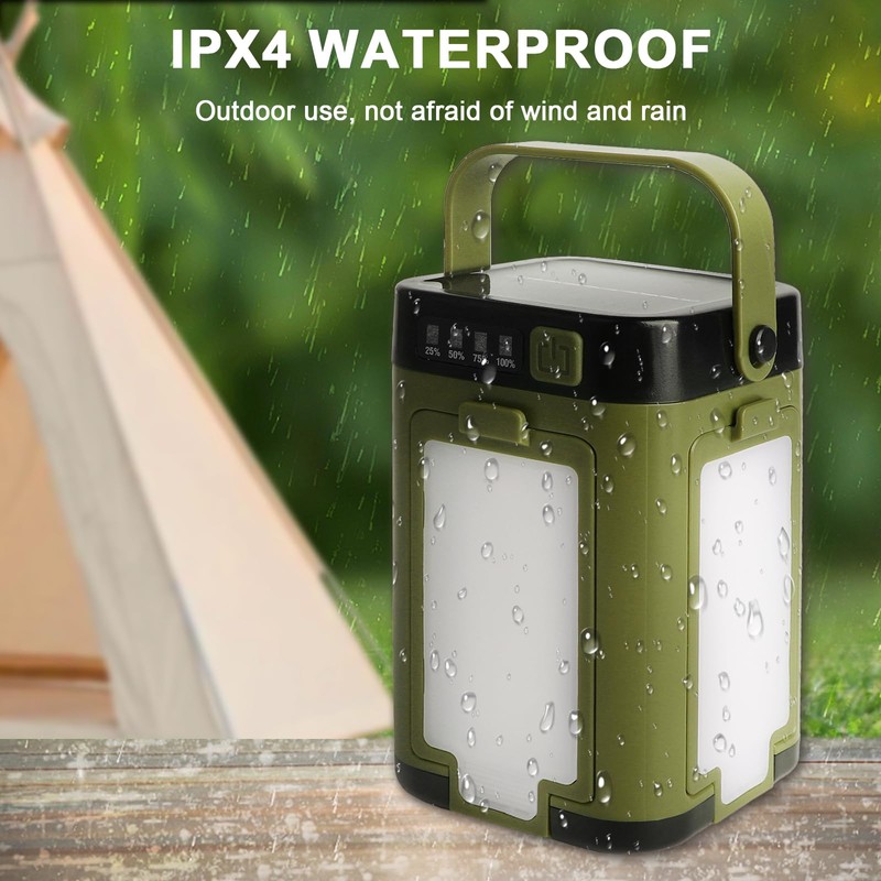 Foldable LED Camping Lantern with 2000mAh & Solar Charging -