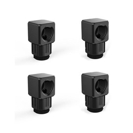 Runiash 4 Pack G1/4" 90 Degree Fitting Male to Female Extender Adapter Water Cooling Fittings Plug 90°Rotary Metal/Rigid/PETG Tubing Connector (Black)