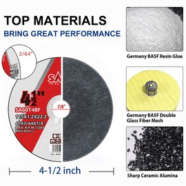 SALI 400 Pack Cut Off Wheel 4 1/2 Inch Cutting Wheels 4-1/2" x 3/64" x 7/8" Professional Cutting Stainless Steel, Angle Grinder Cutting Wheel,Cutting Discs with Aggressive Cutting Upgrade