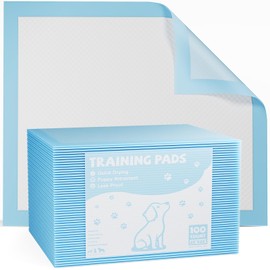 50 Count X-Large Puppy Pads, Absorbent Puppy Pads for Potty Training and Incontinence, 6-Layer Wee-Wee Pads for Dogs, Quick-Dry Surface, X-Large Size, 34" x 28", Blue & White