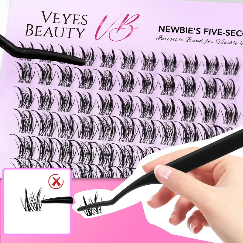 VEYESBEAUTY Lash Clusters Eyelash Extensions Thin & Invisible Band DIY