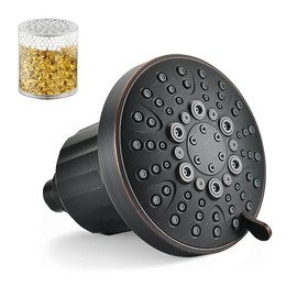BRIGHT SHOWERS Filtered Shower Head, High Pressure Fixed Showerhead for Hard Water, Dual-Media Filter Removes Chlorine & Impurities, 8 Spray Modes, Oil Rubbed Bronze