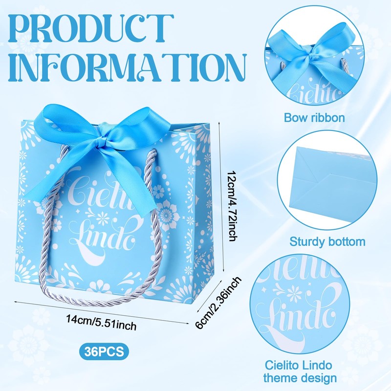 36 Pcs Mini Cielito Lindo Baby Shower Gifts Bags with