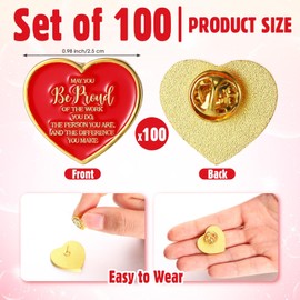 Tondiamo 100 Pcs Employee Appreciation Gifts Inspirational Motivational Quotes Heart Sign Lapel Pins Nurse Brooch Pocket Token Favors Clothing Pins for Women Nurses Coworker Teachers