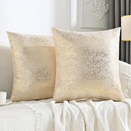 JELLYMONI Sparkling Decorative Pillow Covers Set of 2,Gold Glitter Throw Pillows Cover 18x18in Inch for Living Room Bed Sofa Couch, Morden Home Luxury Decor(18x18in,Gold Champagne)