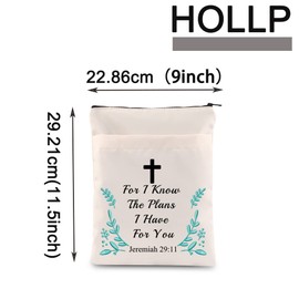 HOLLP Religious Book Sleeve Christian Gift Graduation Book Sack I Have for You Jeremiah 29:11 Waterproof Zipper Pouch (Jeremiah 29:11)
