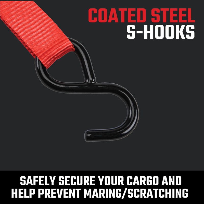 CRAFTSMAN CMXAZBS9004 Black/Red 1" x 10' Ratchet Tie Down Straps