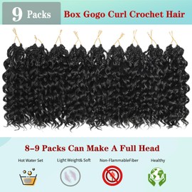 Gogo Curl Crochet Hair 10 Inch 9 Packs Ocean Wave Curly Crochet Hair for Black Women Pre-Looped Deep Wave Water Curly Braiding Extensions (1B#, 10 Inch(9 Packs))