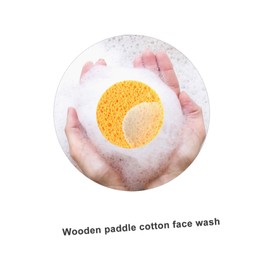 Baluue Cleansing Puff Facial Wash Pads 10 Pack Natural Wooden Paddle for Random Color