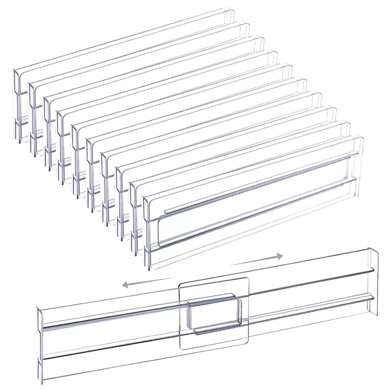 Adjustable Clear Drawer Dividers for Clothing and Utensils – Expandable