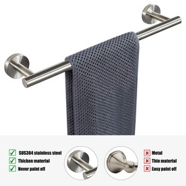 TocTen Bath Towel Bar - Thicken SUS304 Stainless Steel Bathroom Towel Holder, Towel Rod for Bathroom Heavy Duty Wall Mounted Towel Rack Hanger (20 in, Brushed Nickel)