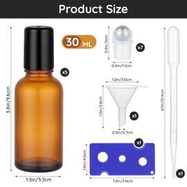 Segbeauty Roll on Vuoto, 5 Pezzi 30ml Marrone Bottiglie per Oli Essenziali, Riempibile e Portatile, Roll on in Vetro per Regalo, Viaggio, Borsa da Mano