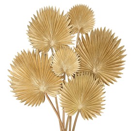 DILATATA 6 piezas de hojas de palma doradas artificiales de espuma PU, hojas tropicales falsas de palma, hojas de palma artificiales para ramos de novia DIY, hojas falsas para centros de mesa