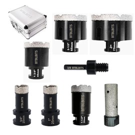 BTBLBITS Diamond Core Drill Bits Set - 8pcs Tile Hole Saw Kit (20/25/32/45/65/75mm) + 3/4" (20mm) Diamond Milling Bit with 3/8" Hex Adapter for Porcelain Ceramic Tile Granite Marble